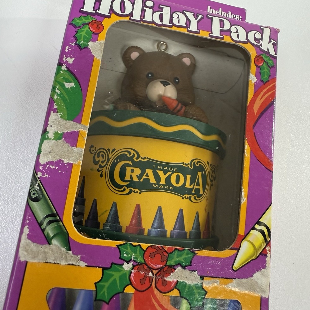 Vtg Crayola‎ Crayons Holiday Pack Christmas Bear Ornament 1996 NIB Collectible - Picture 3 of 10